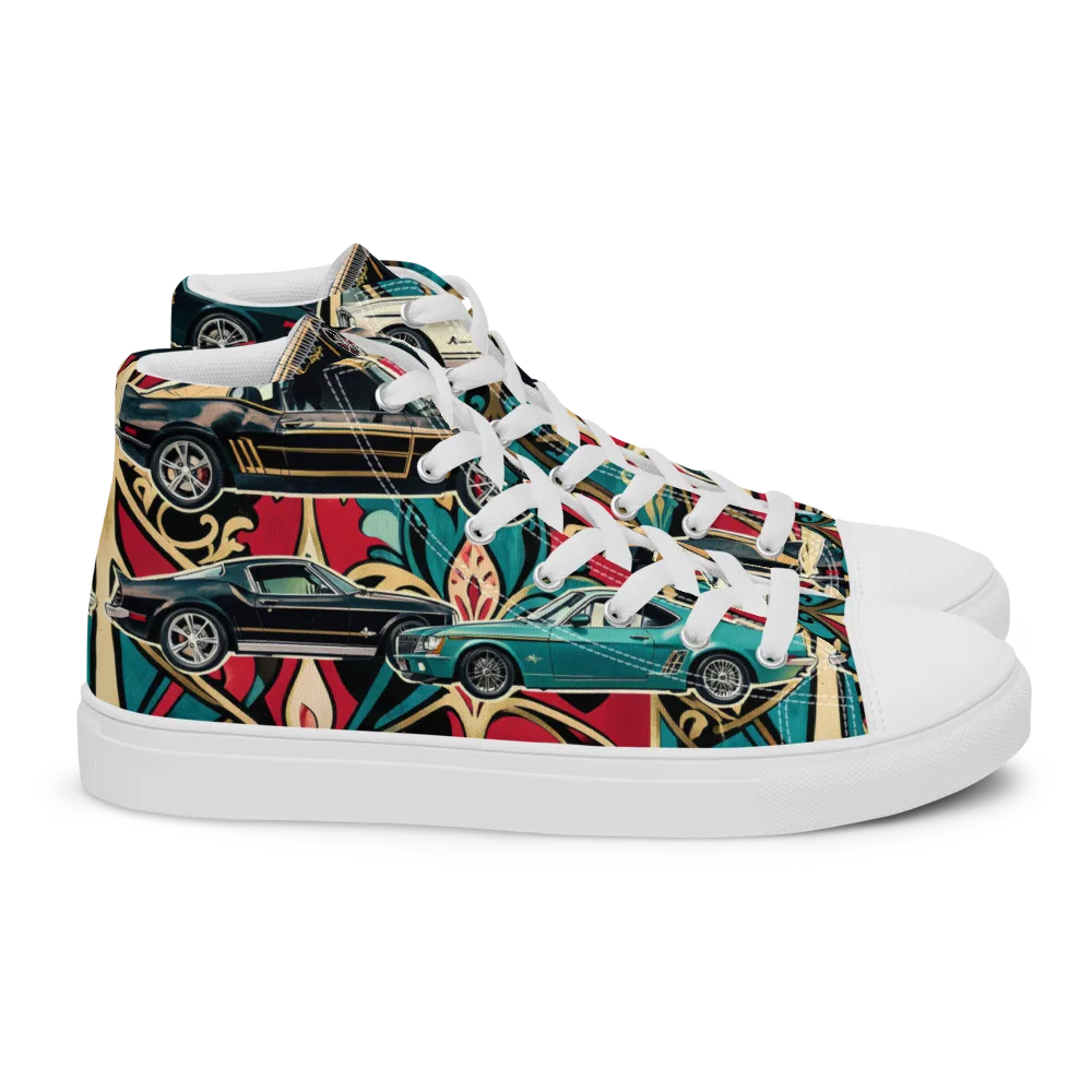Chrome Deco Rally on Women's High Top Canvas Shoes — Right