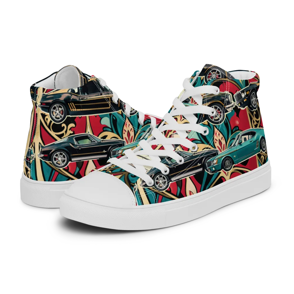 Chrome Deco Rally on Women's High Top Canvas Shoes — Left