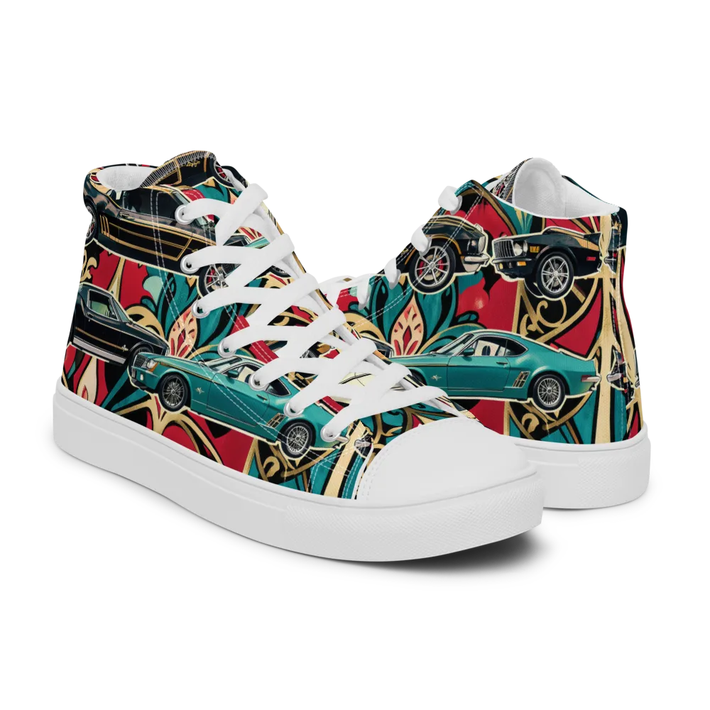 Chrome Deco Rally on Women's High Top Canvas Shoes — Right