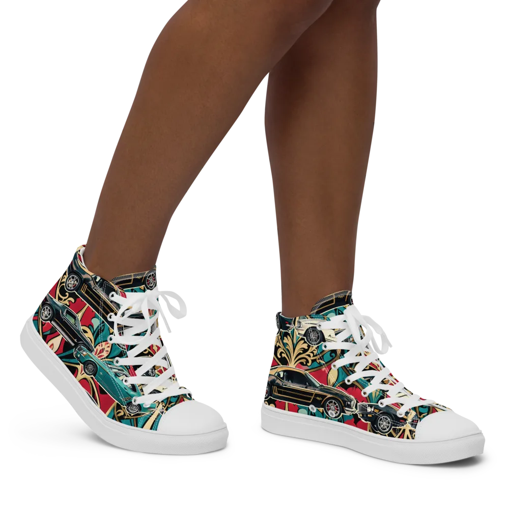 Chrome Deco Rally on Women's High Top Canvas Shoes — Right