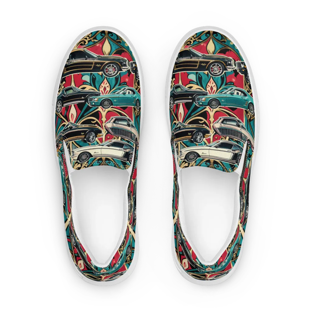 Chrome Deco Rally on Men's Slip-On Canvas Shoes — Front