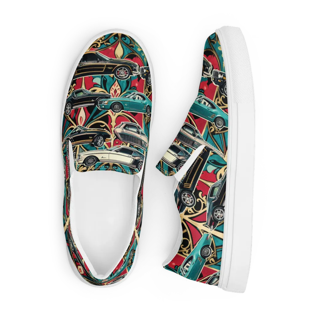 Chrome Deco Rally on Men's Slip-On Canvas Shoes — Front