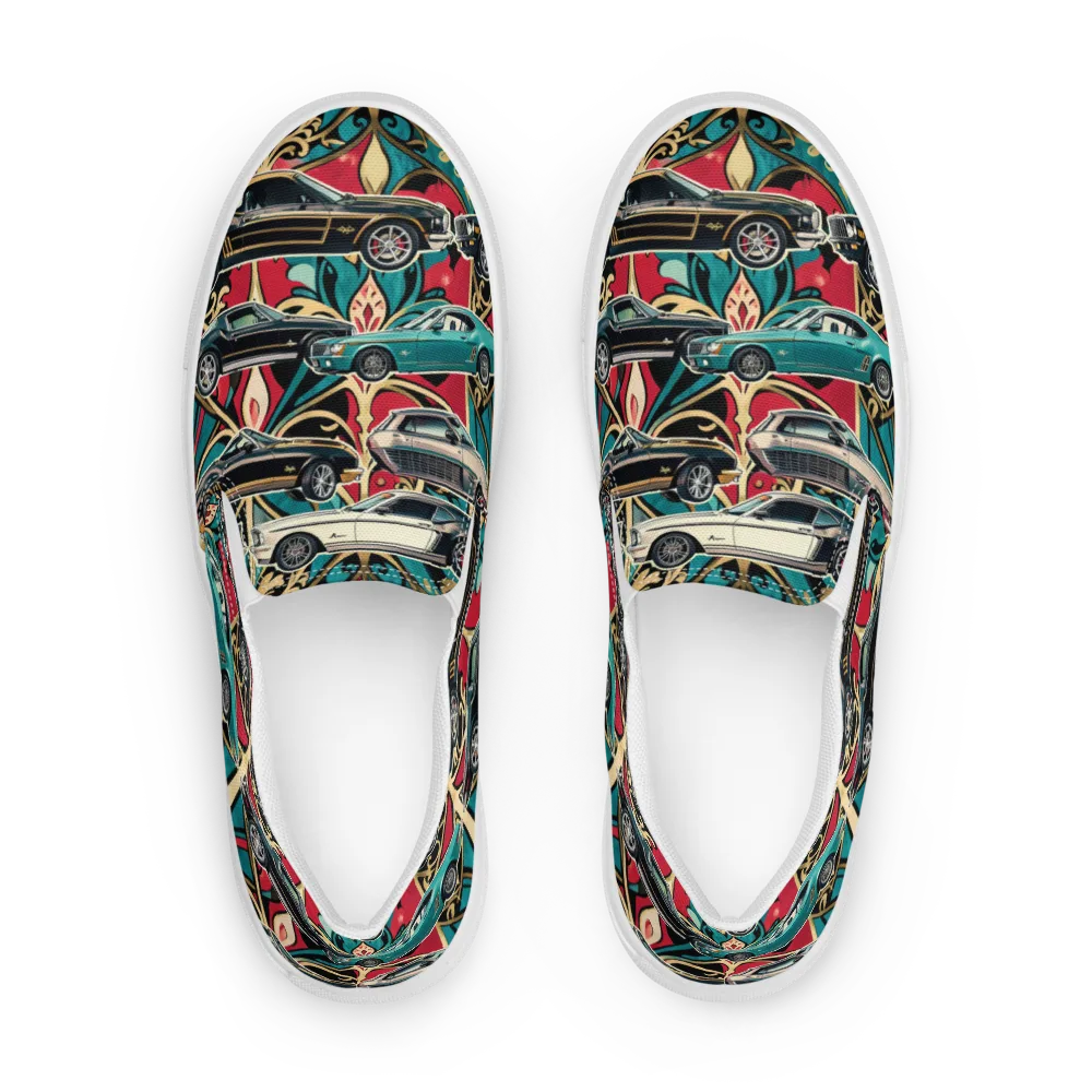 Chrome Deco Rally on Women's Slip-On Canvas Shoes — Front