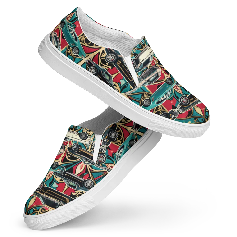 Chrome Deco Rally on Women's Slip-On Canvas Shoes — Front