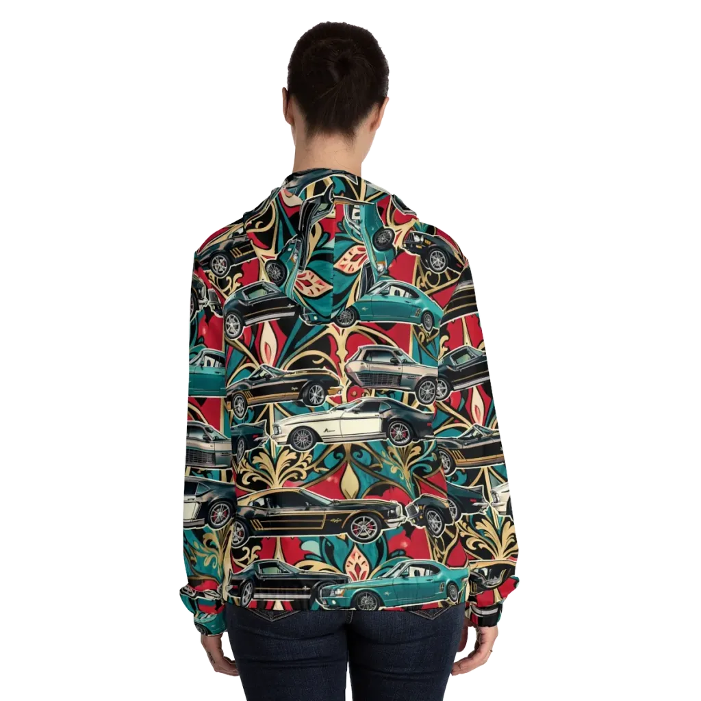 Chrome Deco Rally on Women's Full-Zip Hoodie — Back On Person