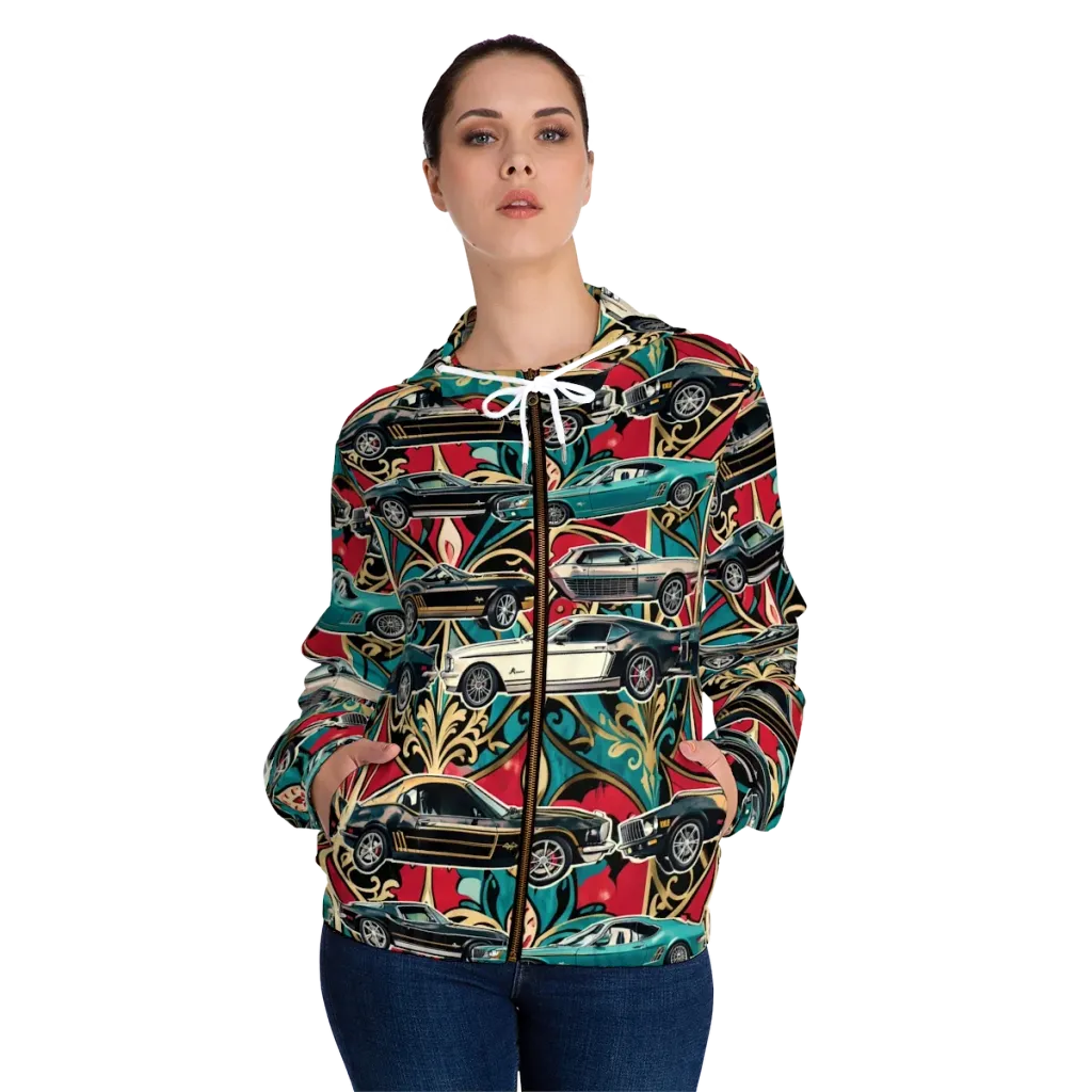 Chrome Deco Rally on Women's Full-Zip Hoodie — Front On Person