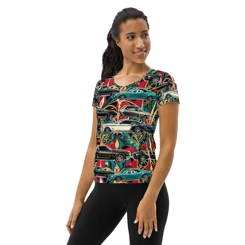 Chrome Deco Rally on Women's Athletic T-Shirt — Left