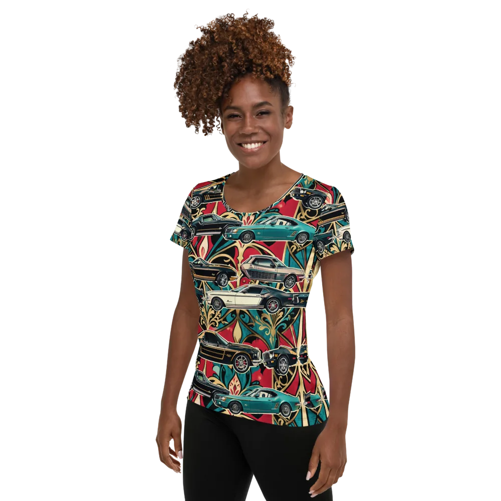 Chrome Deco Rally on Women's Athletic T-Shirt — Left