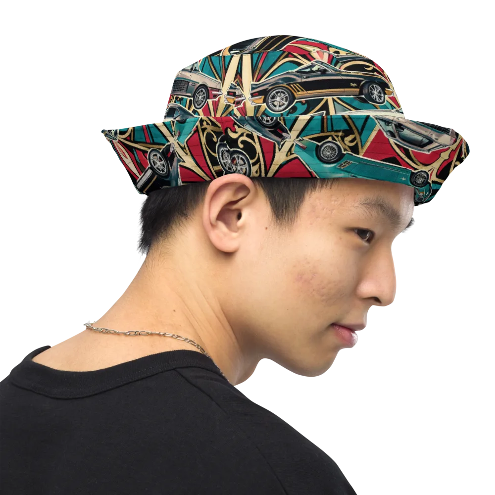 Chrome Deco Rally on Reversible Bucket Hat — Right Outside