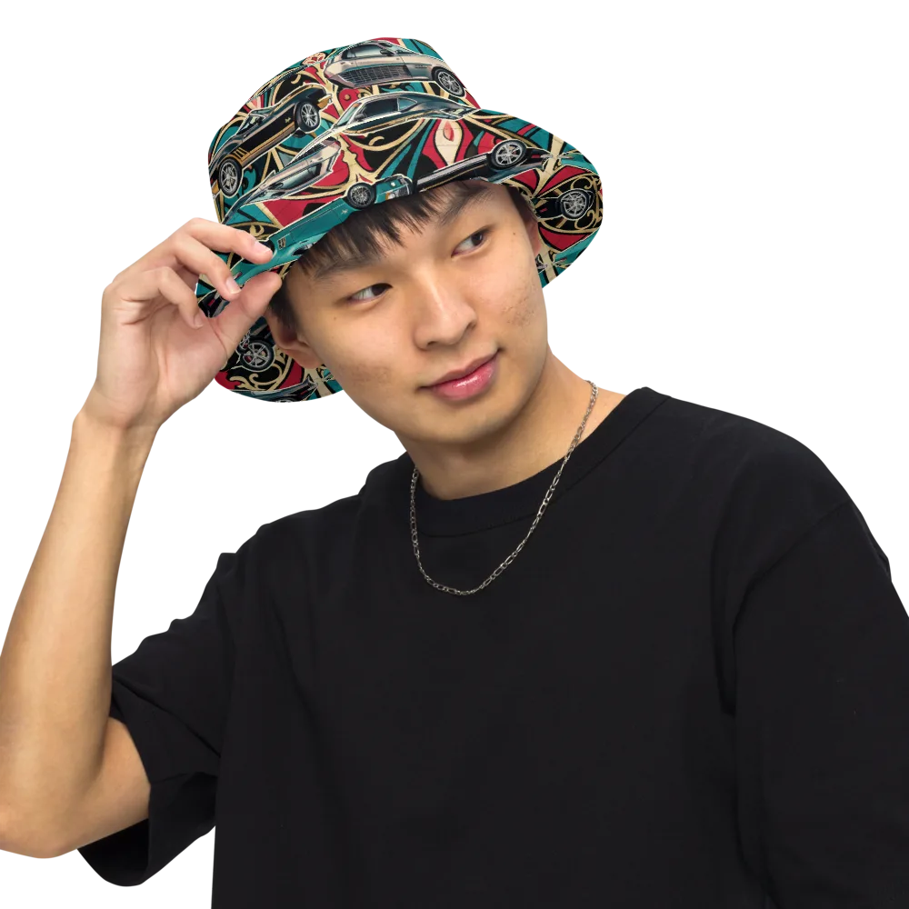 Chrome Deco Rally on Reversible Bucket Hat — Front Inside