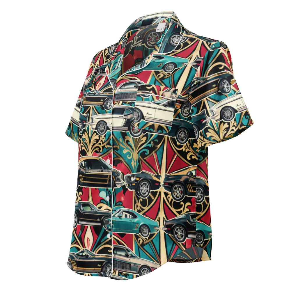Chrome Deco Rally on Women's Short Sleeve Pajama Top — Left Front