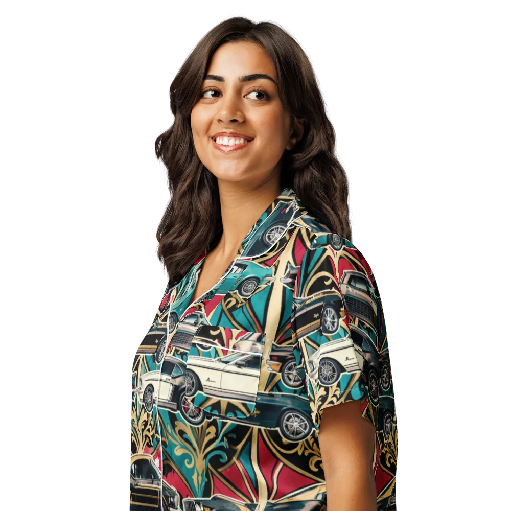 Chrome Deco Rally on Women's Short Sleeve Pajama Top — Left Front
