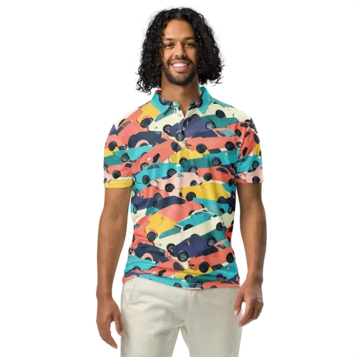 Traffic Jam Palette on a Men's Slim Fit Polo Shirt