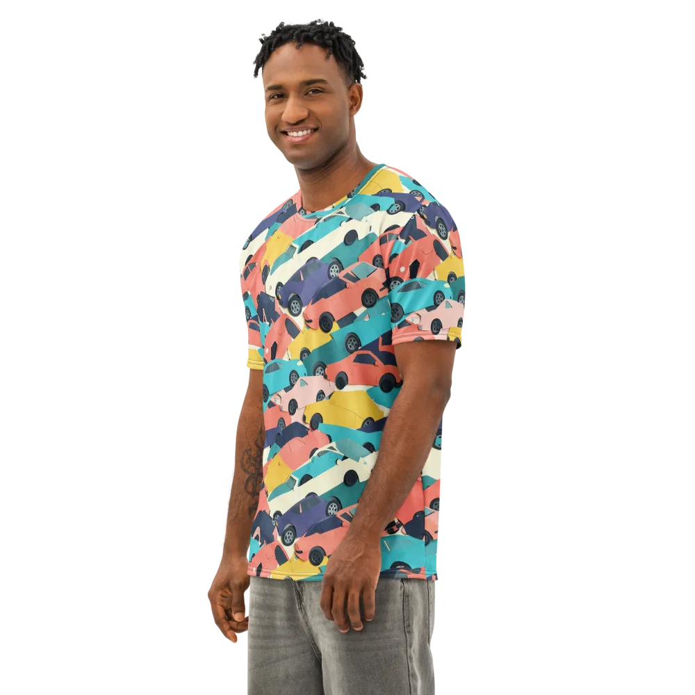 Traffic Jam Palette on Men's Cotton Crew Neck T-Shirt — Left Front
