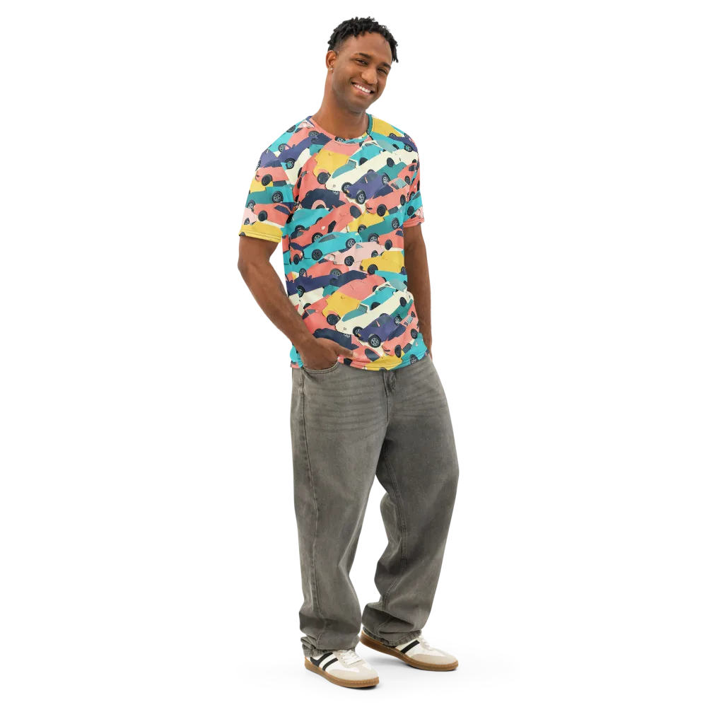 Traffic Jam Palette on Men's Cotton Crew Neck T-Shirt — Right Front