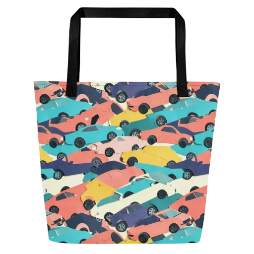 Traffic Jam Palette on a Large Tote Bag W/ Pocket