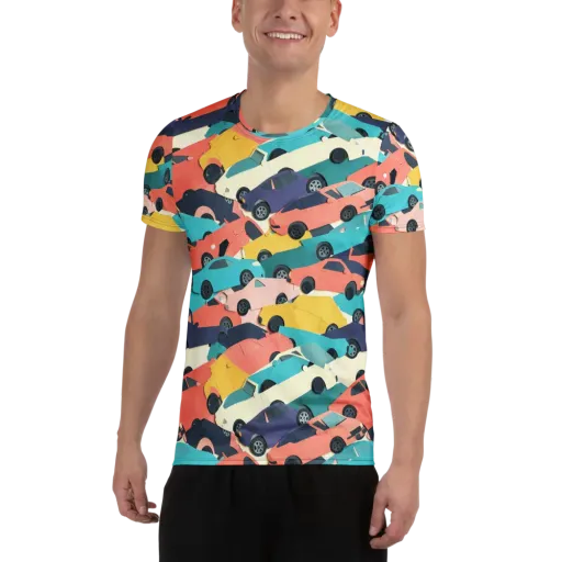 Traffic Jam Palette on a Men's Athletic T-Shirt