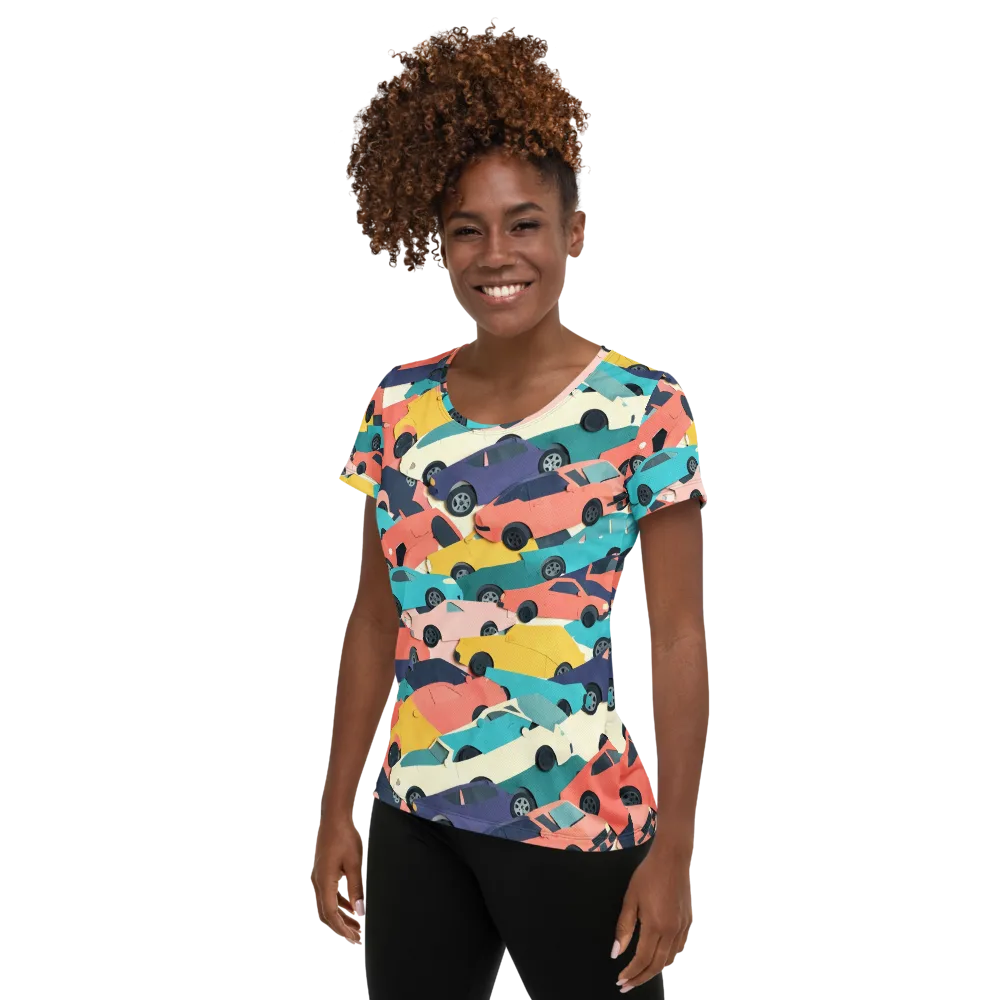 Traffic Jam Palette on Women's Athletic T-Shirt — Left