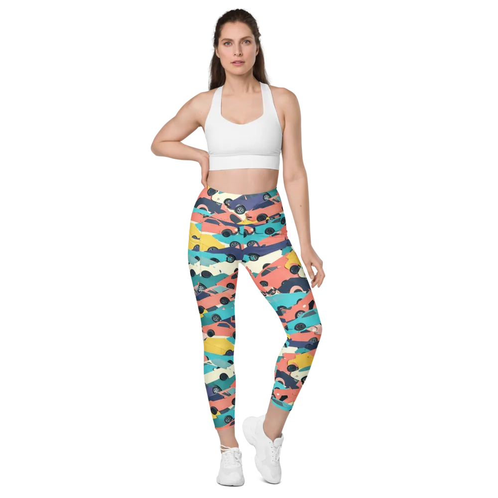 Traffic Jam Palette on Leggings with Pockets — Front