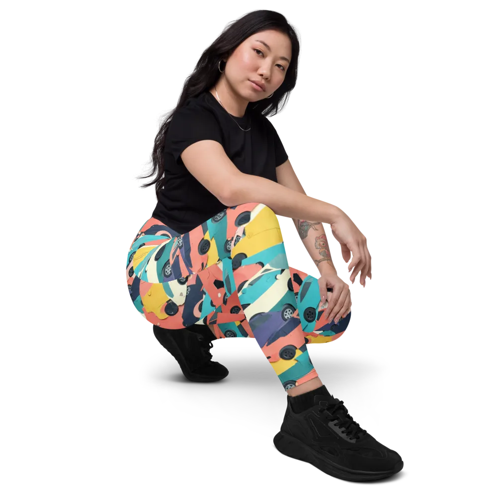 Traffic Jam Palette on Leggings with Pockets — Right Front