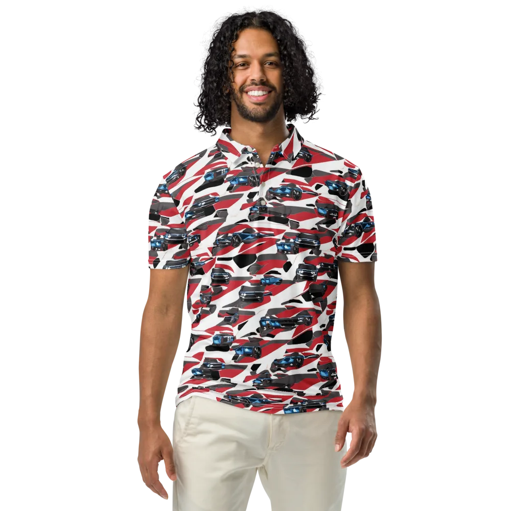 Velocity Camouflage on Men's Slim Fit Polo Shirt — Front