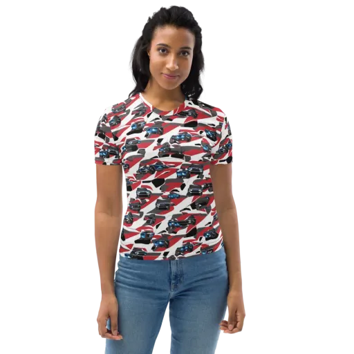 Velocity Camouflage on a Women's Crew Neck T-Shirt