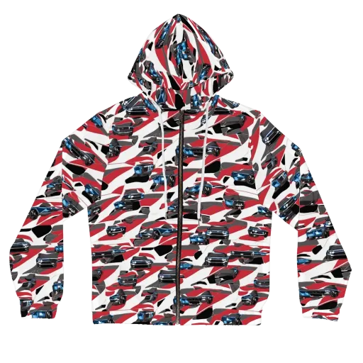 Velocity Camouflage on a Women's Full-Zip Hoodie
