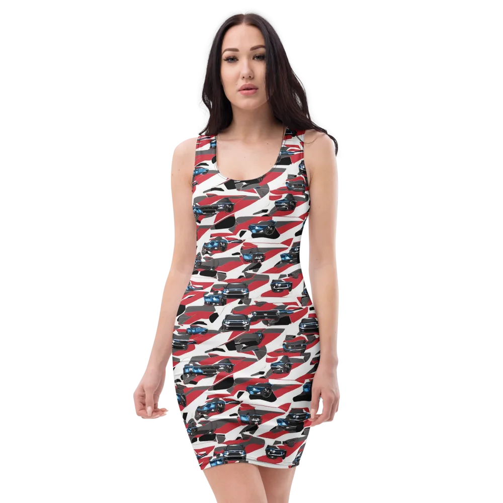 Velocity Camouflage on Bodycon Dress — Front
