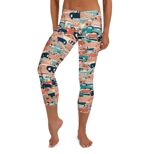 Coral Motorcade on a Capri Leggings