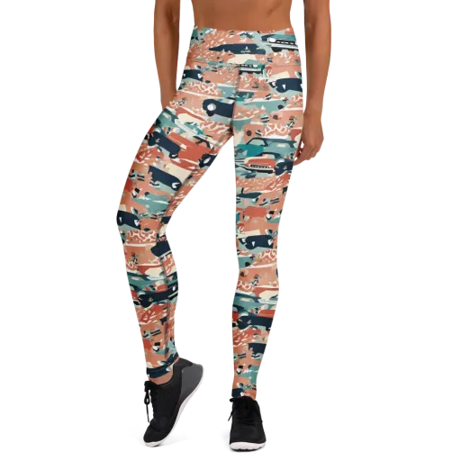 Coral Motorcade on a Yoga Leggings