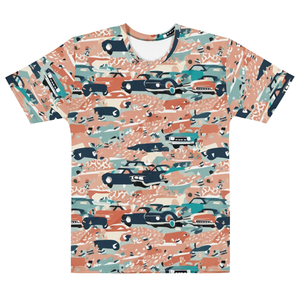 Coral Motorcade on Men's Cotton Crew Neck T-Shirt — Front
