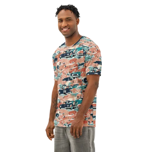 Coral Motorcade on a Men's Cotton Crew Neck T-Shirt
