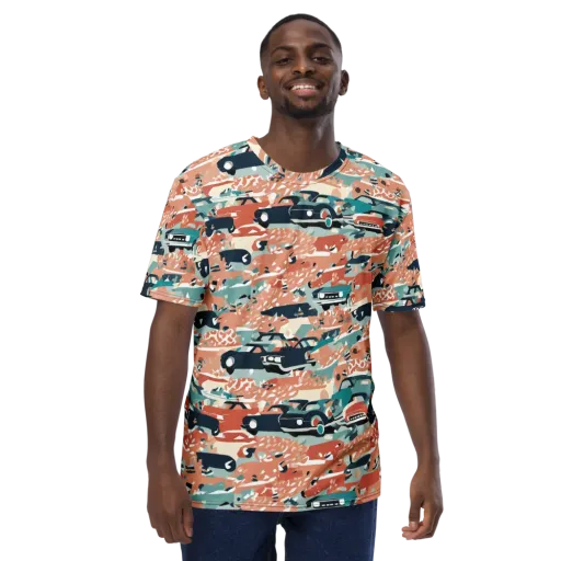 Coral Motorcade on a Men's Crew Neck T-Shirt