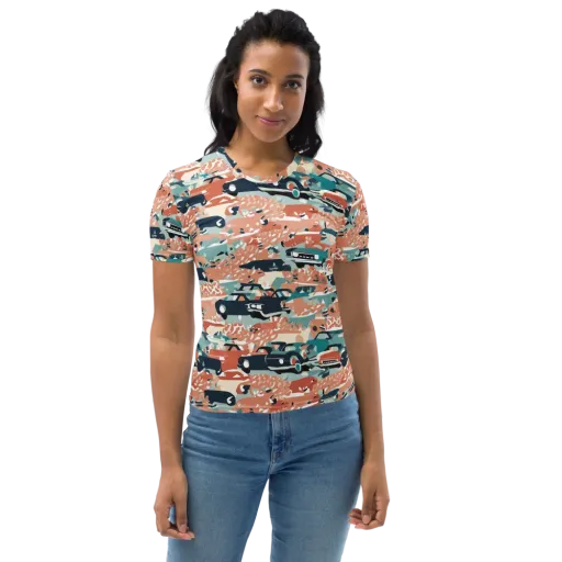 Coral Motorcade on a Women's Crew Neck T-Shirt