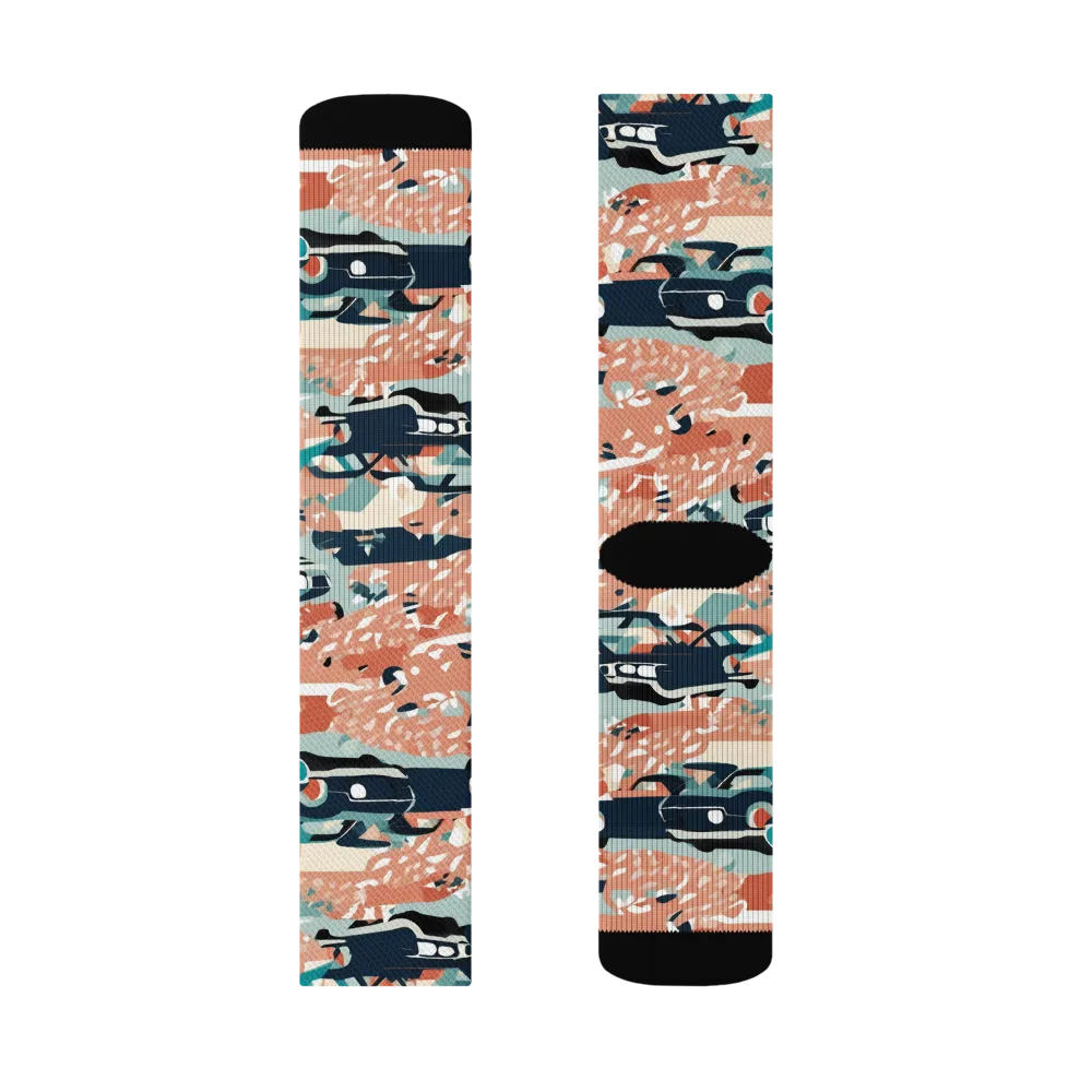 Coral Motorcade on Socks — Left Sock
