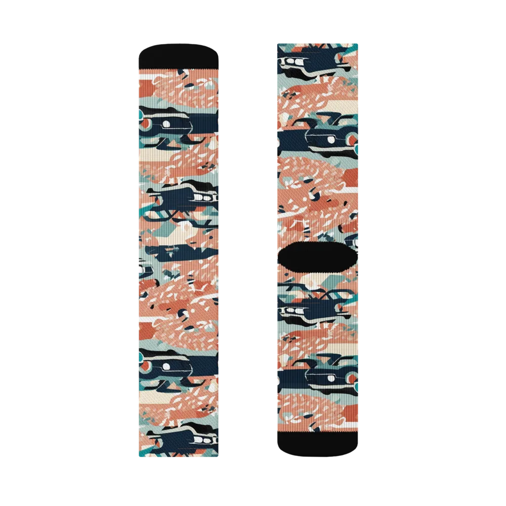 Coral Motorcade on Socks — Right Sock