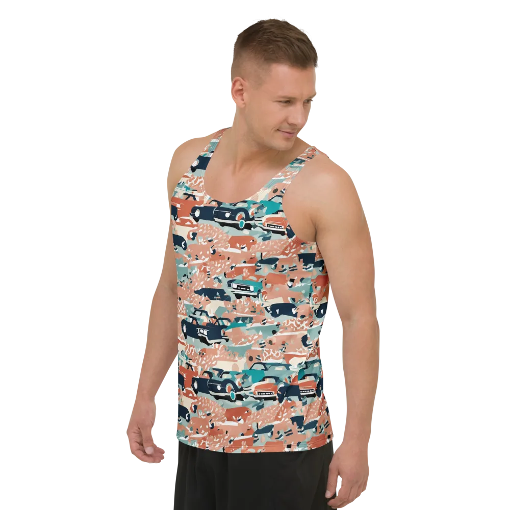 Coral Motorcade on Men's Tank Top — Left Front