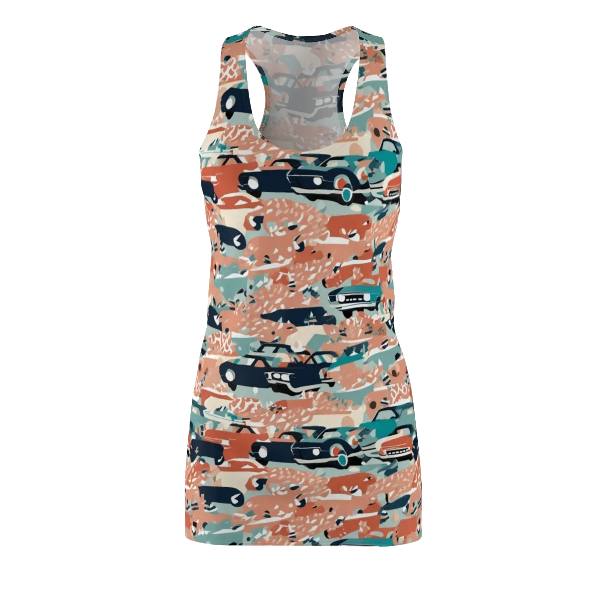 Coral Motorcade on Racerback Dress — Front