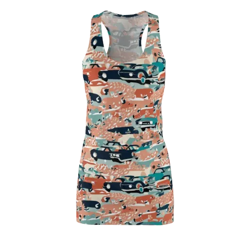 Coral Motorcade on a Racerback Dress