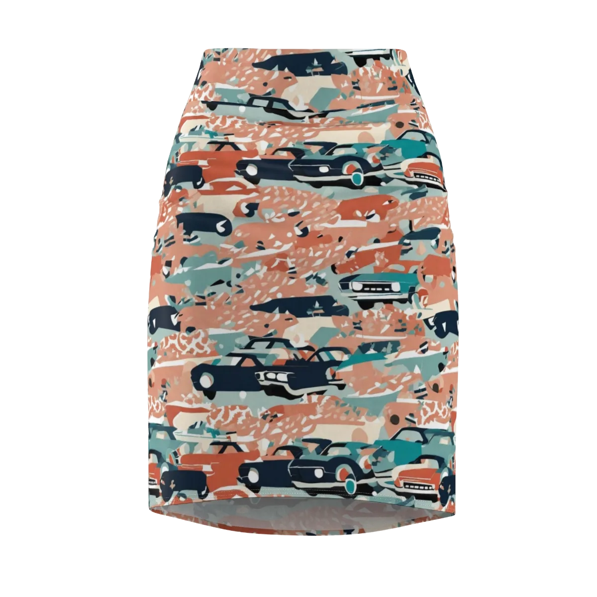 Coral Motorcade on Pencil Skirt — Front