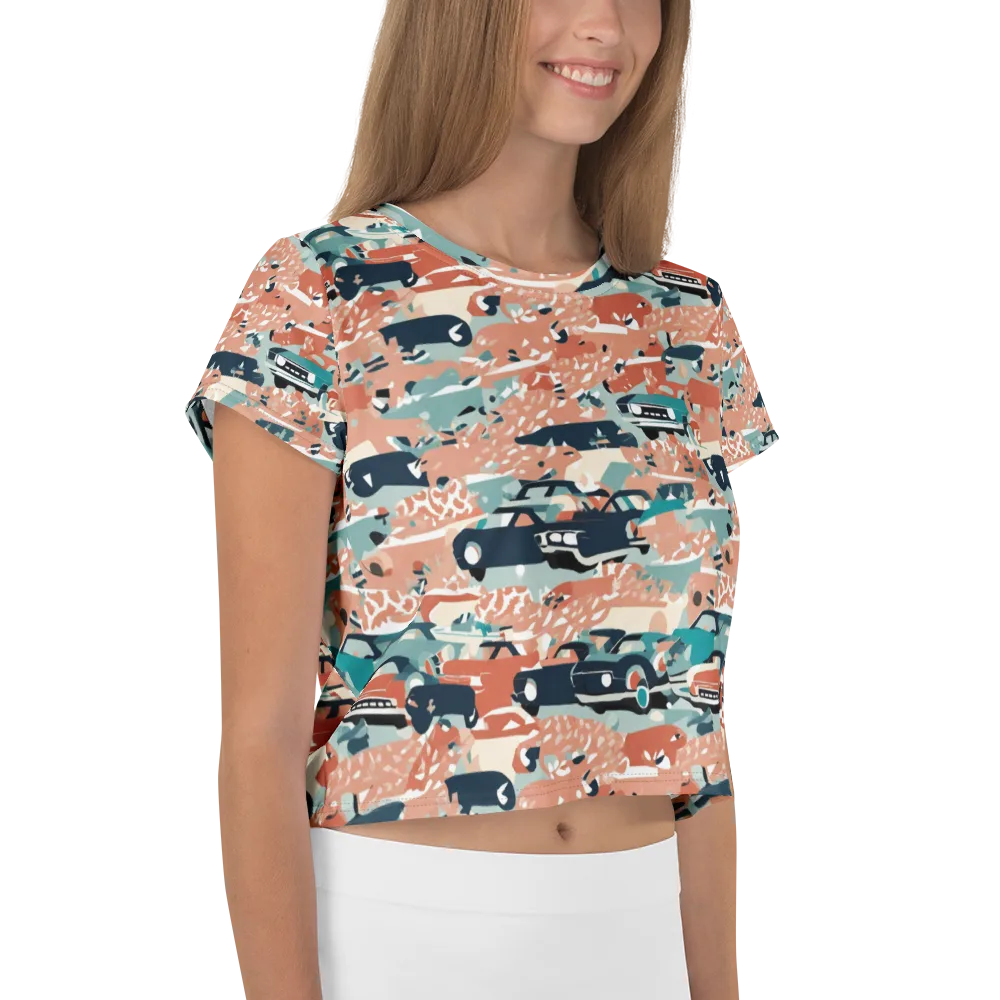 Coral Motorcade on Crop Tee — Right