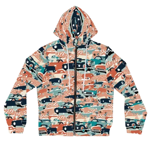 Coral Motorcade on a Women's Full-Zip Hoodie