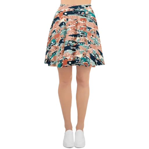 Coral Motorcade on a Skater Skirt