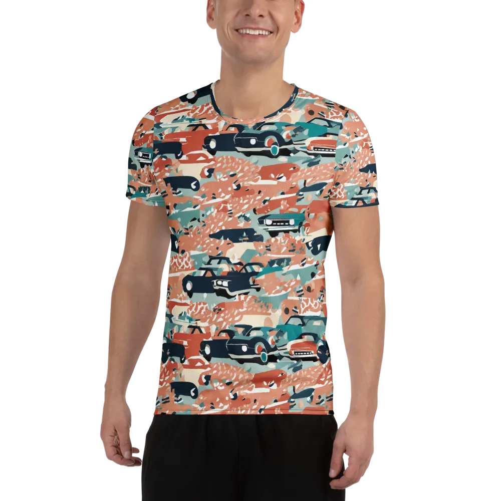 Coral Motorcade on Men's Athletic T-Shirt — Front