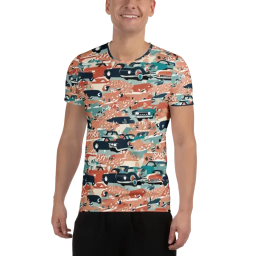 Coral Motorcade on a Men's Athletic T-Shirt