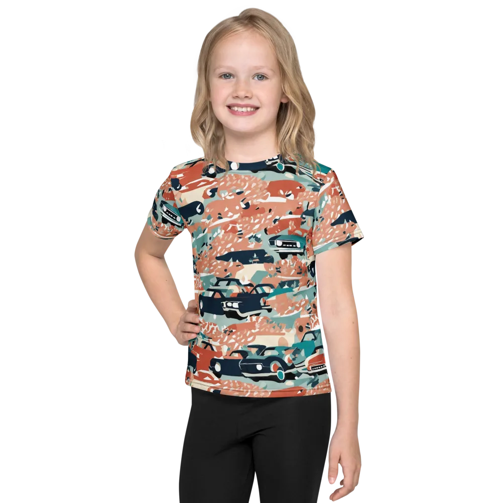 Coral Motorcade on Kids Crew Neck T-Shirt — Front