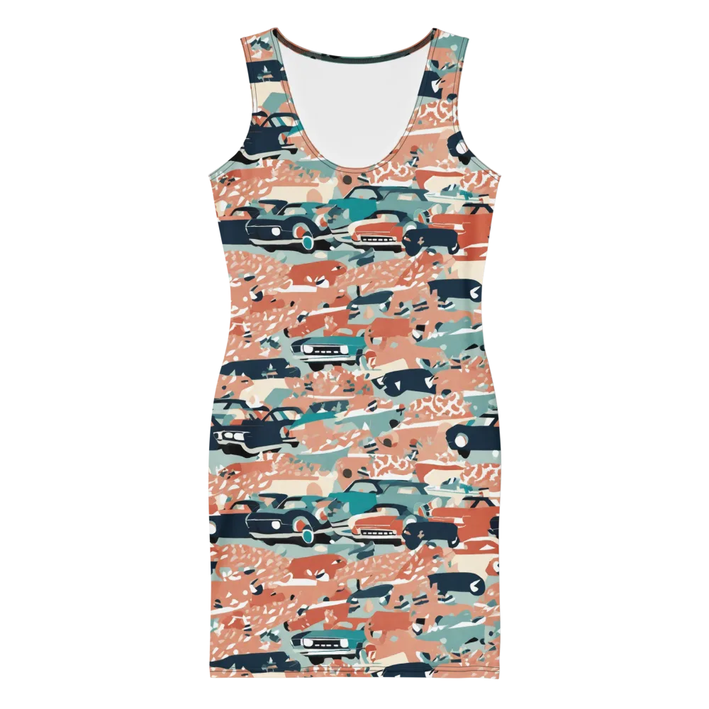 Coral Motorcade on Bodycon Dress — Front