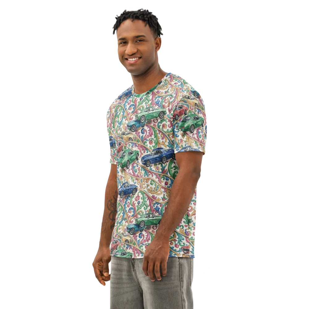 Rococo Roadster on Men's Cotton Crew Neck T-Shirt — Left Front
