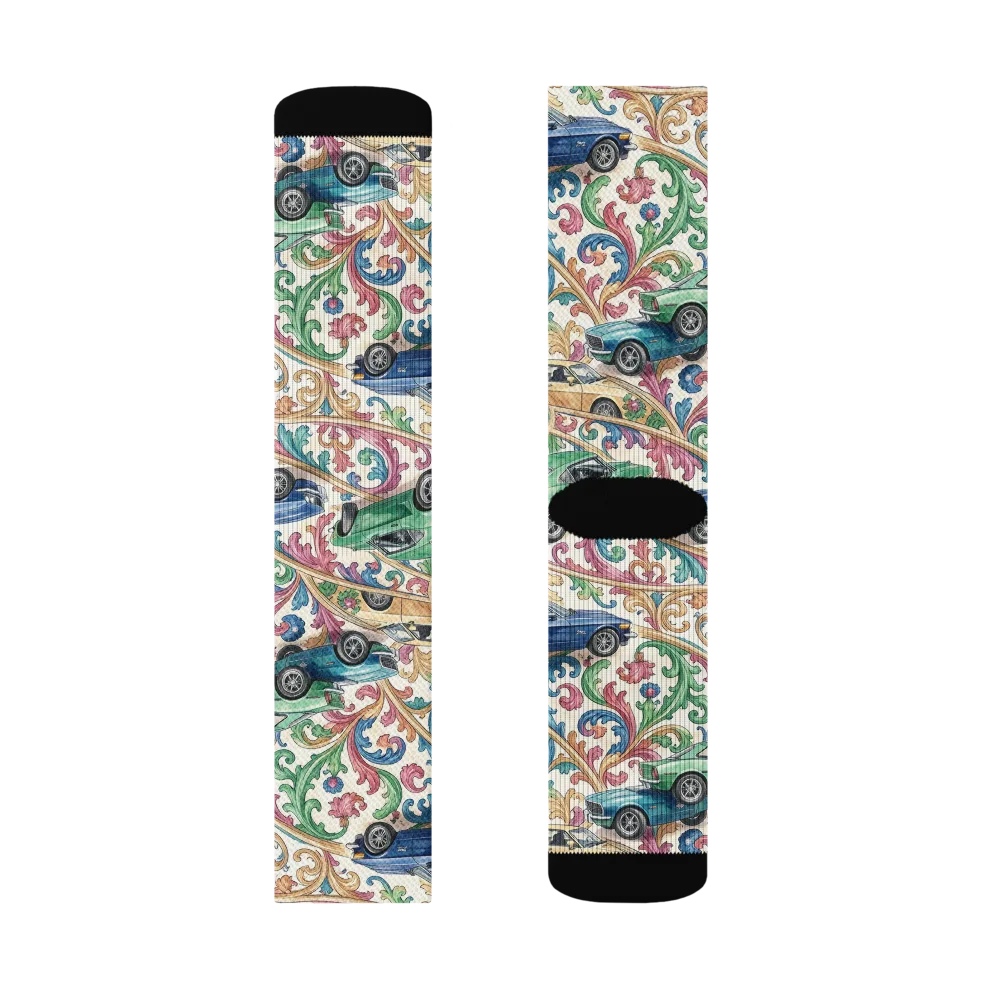 Rococo Roadster on Socks — Left Sock
