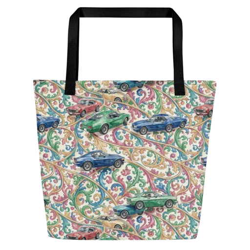 Rococo Roadster on a Large Tote Bag W/ Pocket